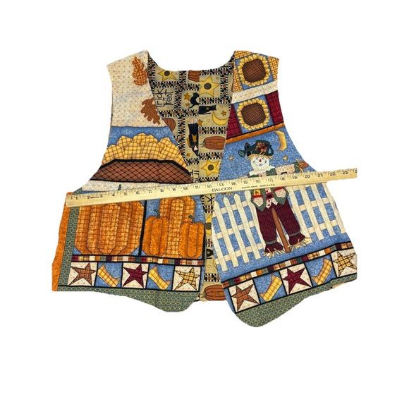 Vintage Cotton Handmade Fall Theme Halloween Reversible‎ Vest Women's Size Large - Picture 2 of 5